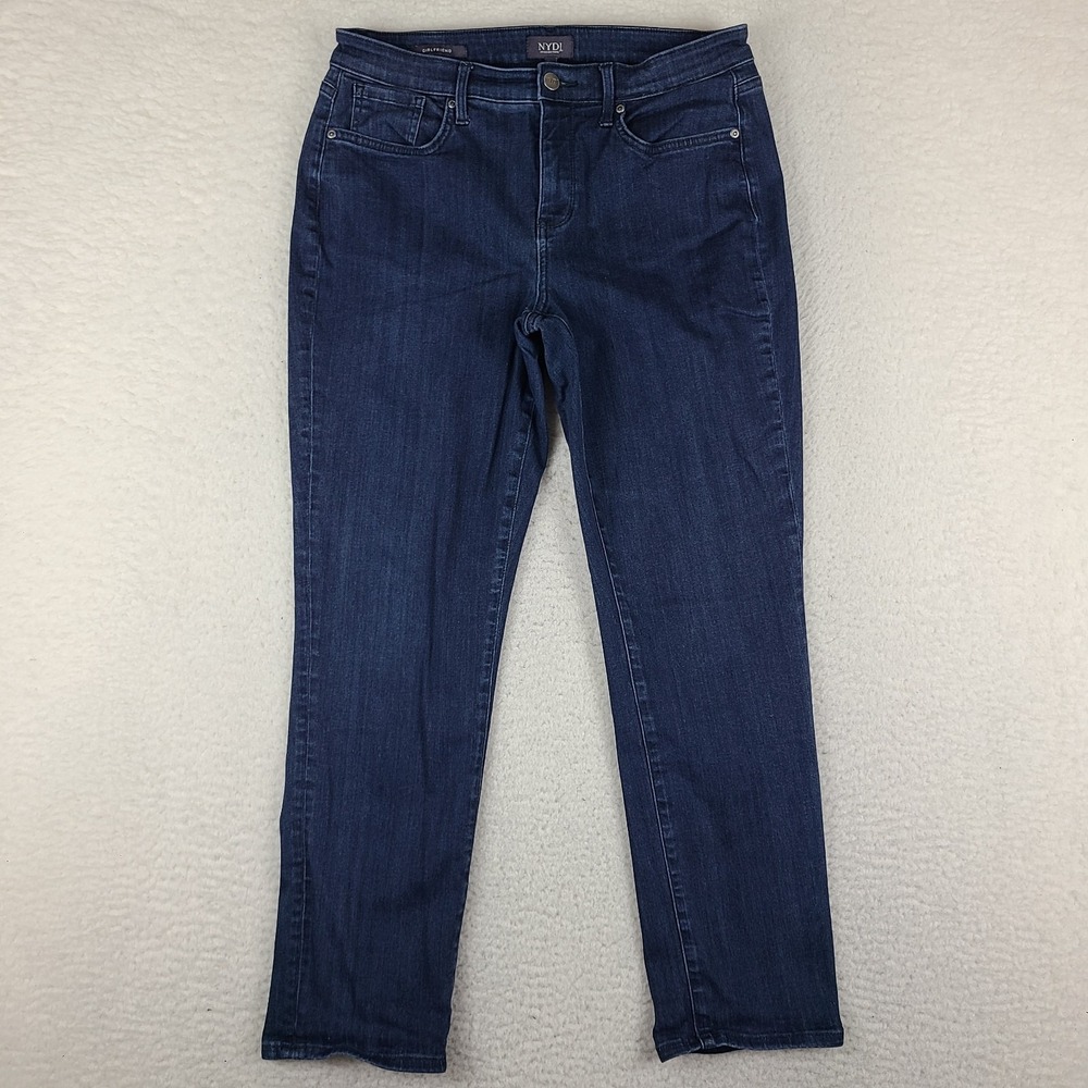 Not Your Daughter Jeans Womens 8 Blue Girlfriend Sure Stretch Dark Wash NYDJ